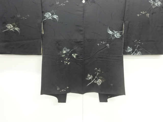 JAPANESE HAORI COAT / WOVEN FLOWER BRANCH / ONE CREST 